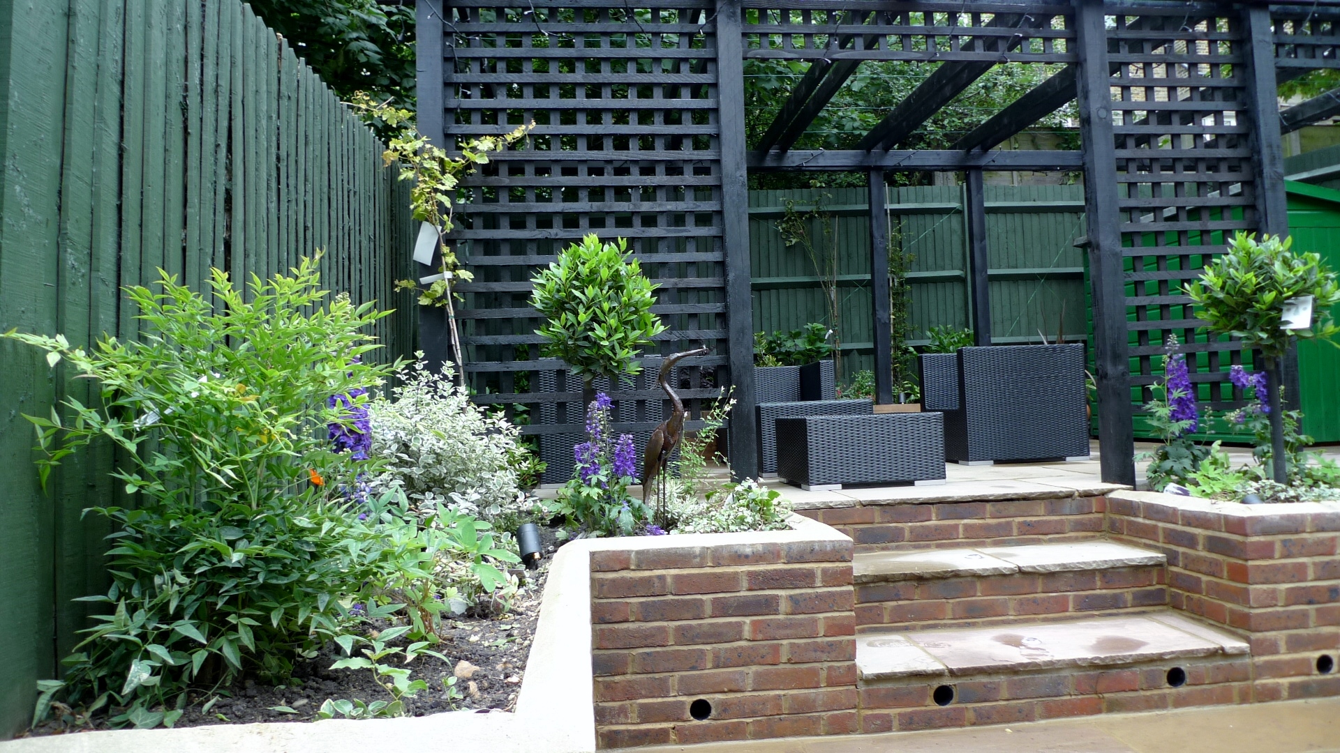 garden walls pergola paving steps planting design designer streatham ...