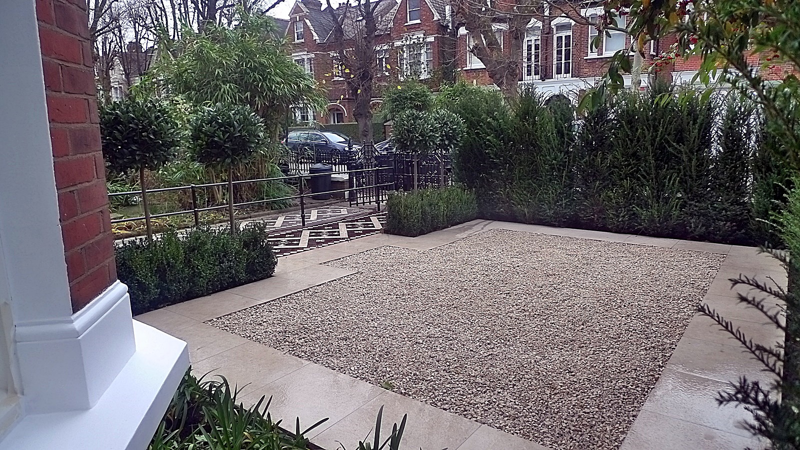 Modern Front Garden Design Victorian mosaic formal Clapham Wandsworth