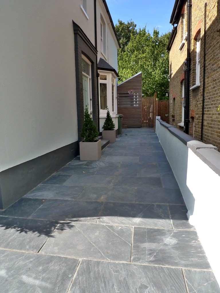 low-maintenance-double-driveway-and-garden-entrance-in-dark-natural-welsh-slate-paving-london.JPG