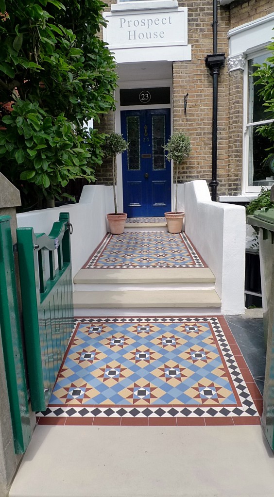 victorian mosaic garden tile path yorkstone steps black heath greenwich london# (1)