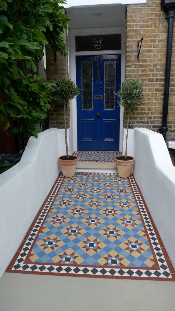 victorian mosaic garden tile path yorkstone steps black heath greenwich london# (20)