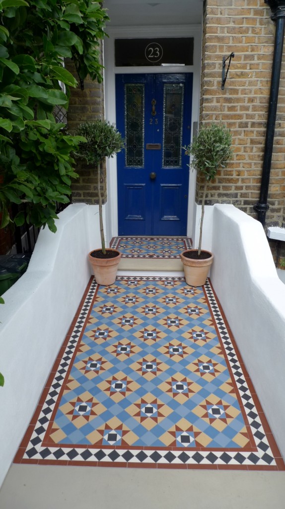 victorian mosaic garden tile path yorkstone steps black heath greenwich london# (21)