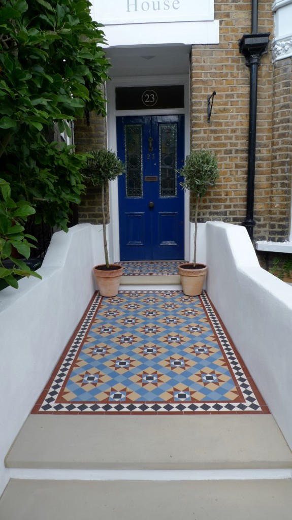 victorian mosaic garden tile path yorkstone steps black heath greenwich london# (22)