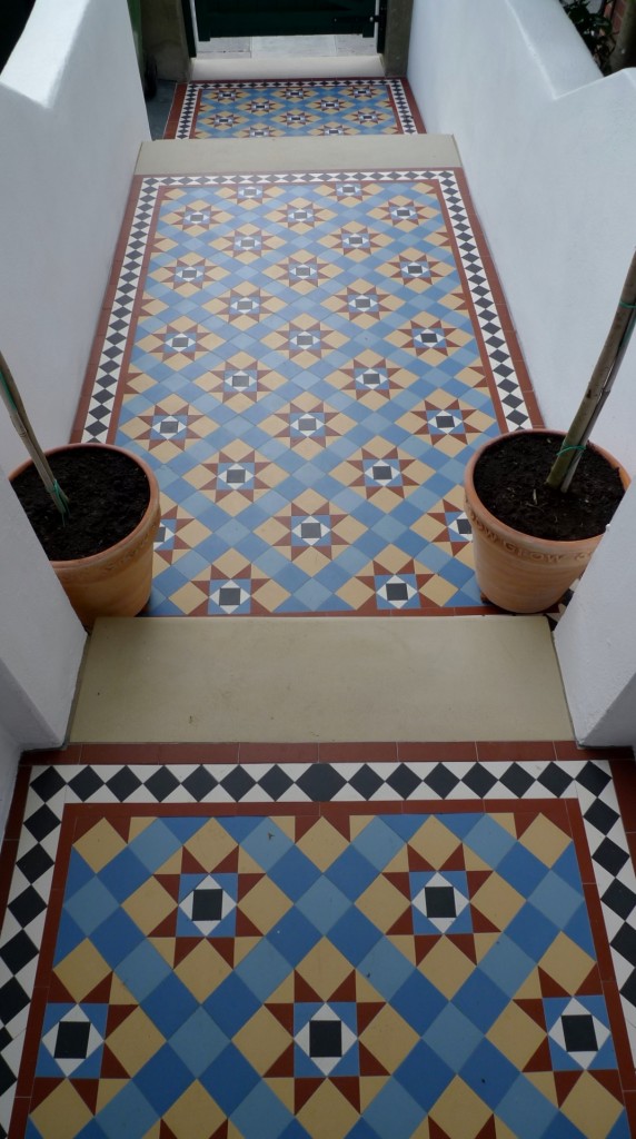victorian mosaic garden tile path yorkstone steps black heath greenwich london# (23)