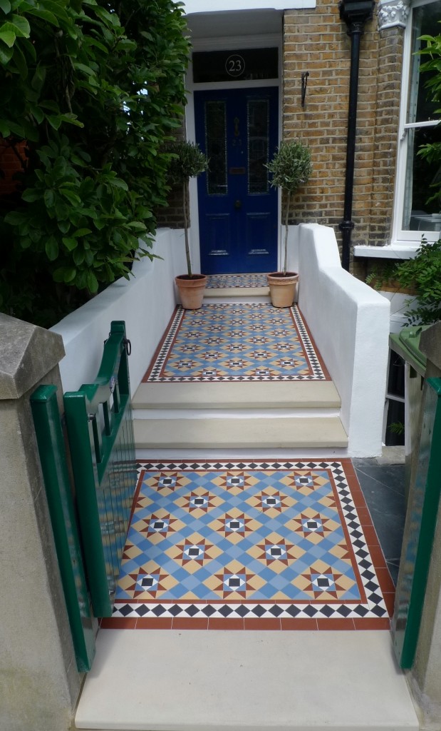 victorian mosaic garden tile path yorkstone steps black heath greenwich london# (2)