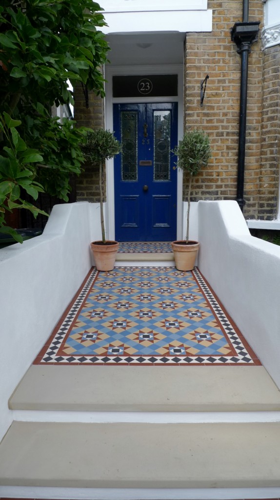 victorian mosaic garden tile path yorkstone steps black heath greenwich london (3)