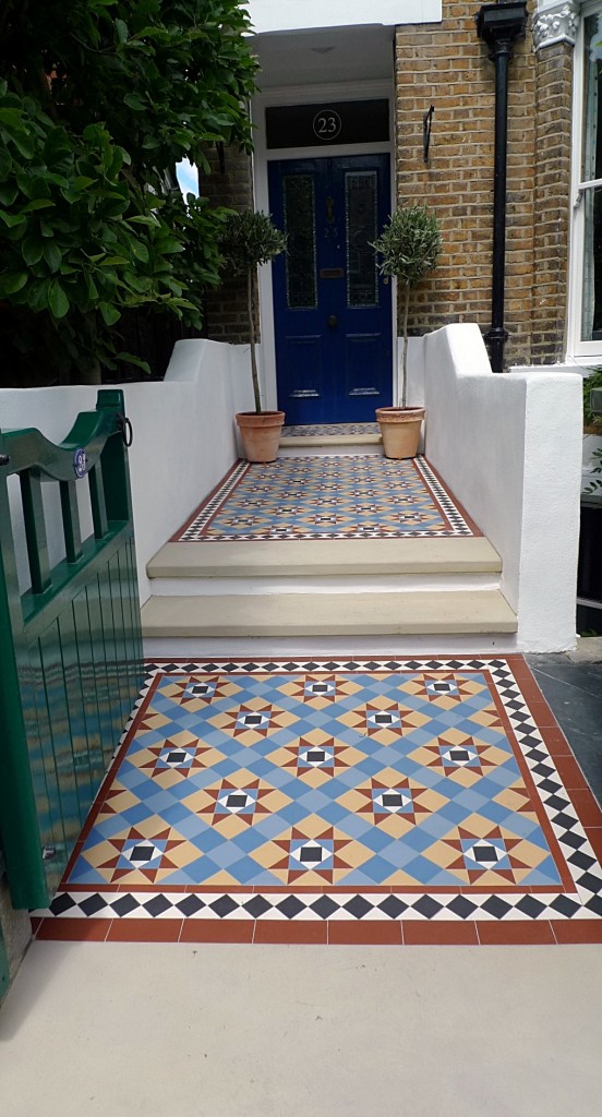 victorian mosaic garden tile path yorkstone steps black heath greenwich london# (3)
