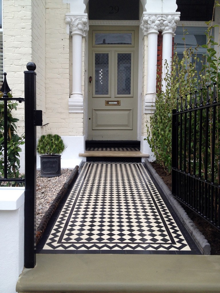 london front garden entrance and classic front door
