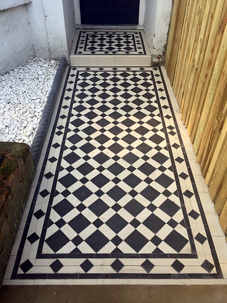 victorian black and white mosaic tile path battersea clapham fulham chelsea london