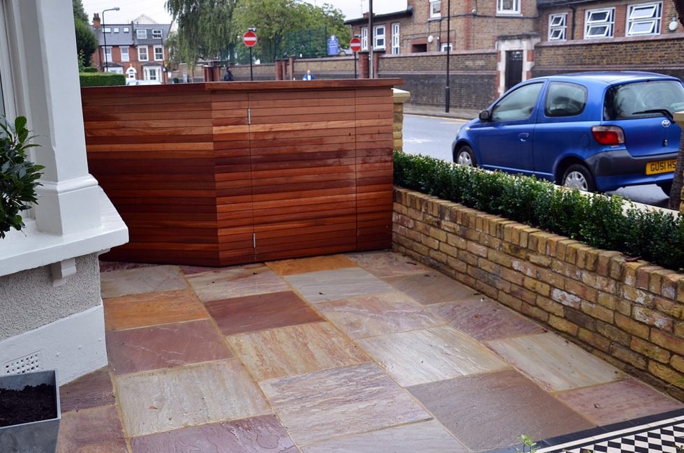 Brick garden wall Imperial Yellow stock cap coping bespoke storage